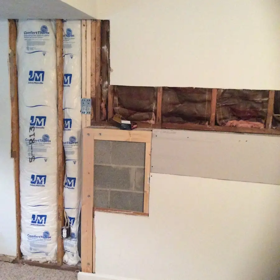 Wall insulation replacement during Basement Flood Cleanup in Suffern